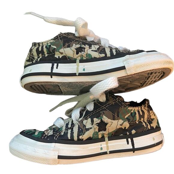 Converse Camouflage Paint Drip Shoes Toddler Size 5 EUC - Picture 6 of 8
